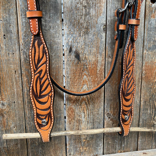 Two Tone Zebra Striped Browband Headstall/Bridle #241931 - RODEO DRIVE