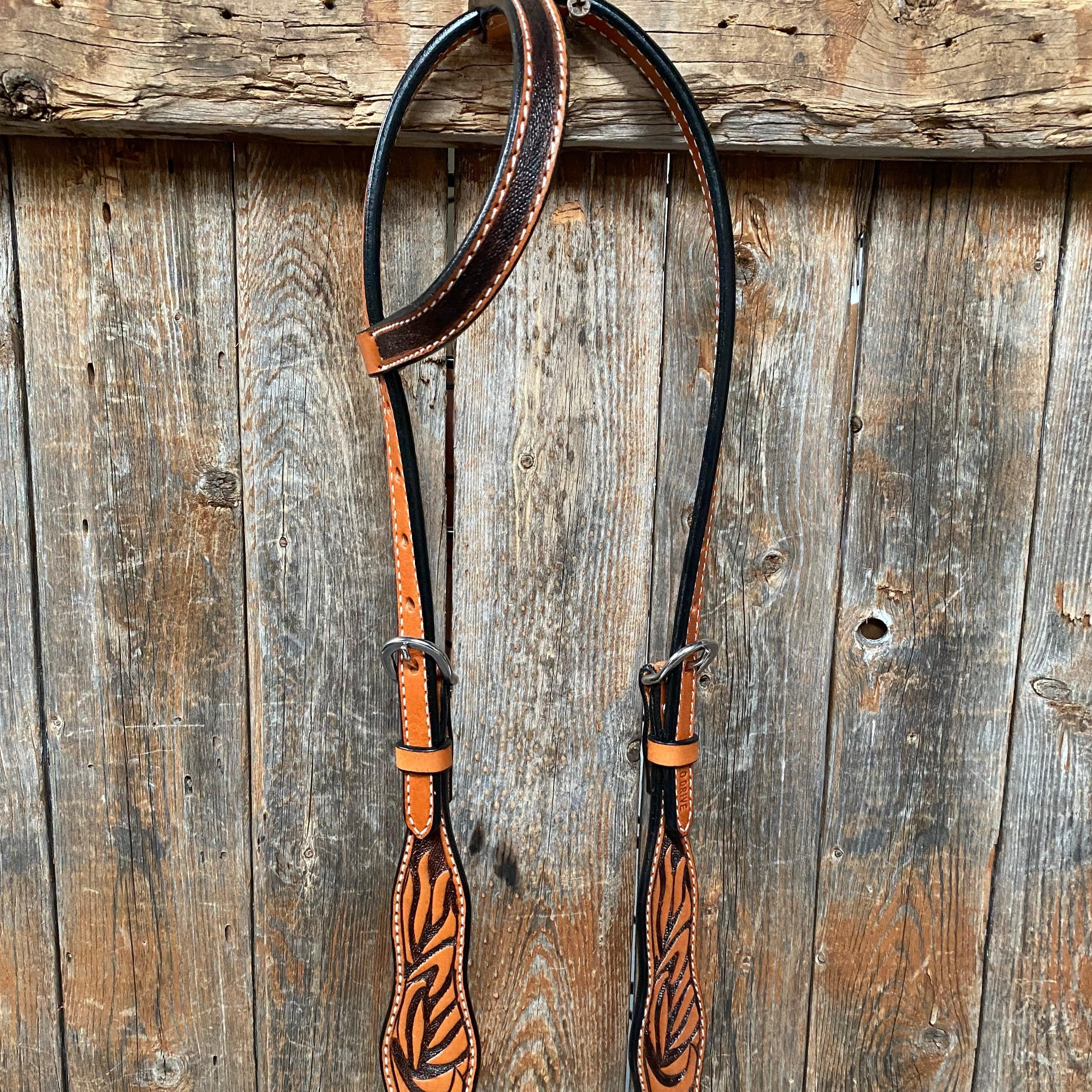 Two Tone Zebra Striped One Ear Headstall/Bridle #241941 - RODEO DRIVE