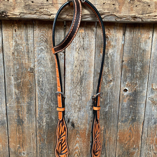 Two Tone Zebra Striped One Ear Headstall/Bridle #241941 - RODEO DRIVE