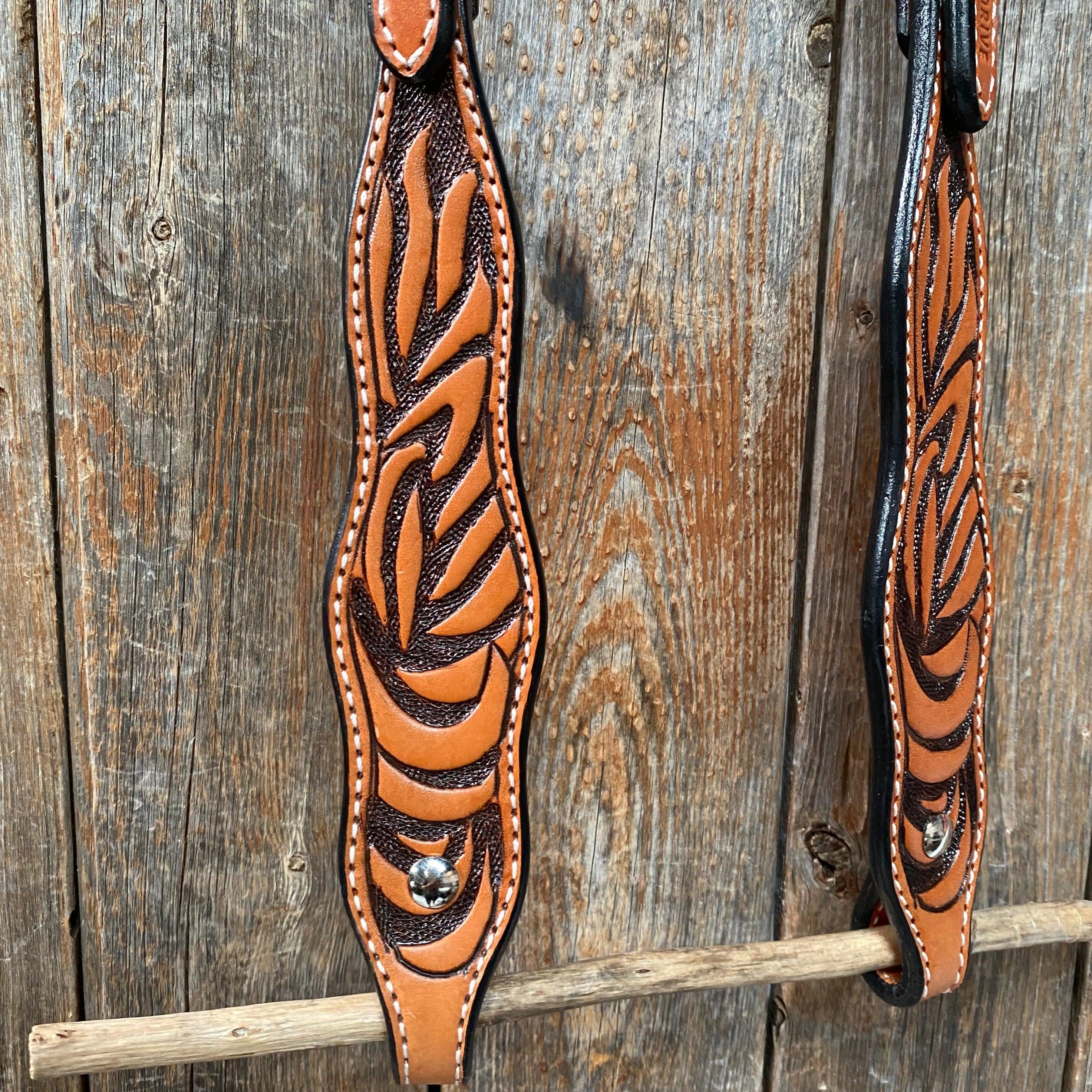 Two Tone Zebra Striped One Ear Headstall/Bridle #241941 - RODEO DRIVE