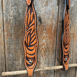 Two Tone Zebra Striped One Ear Headstall/Bridle #241941 - RODEO DRIVE