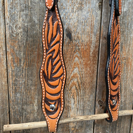 Two Tone Zebra Striped One Ear Headstall/Bridle #241941 - RODEO DRIVE