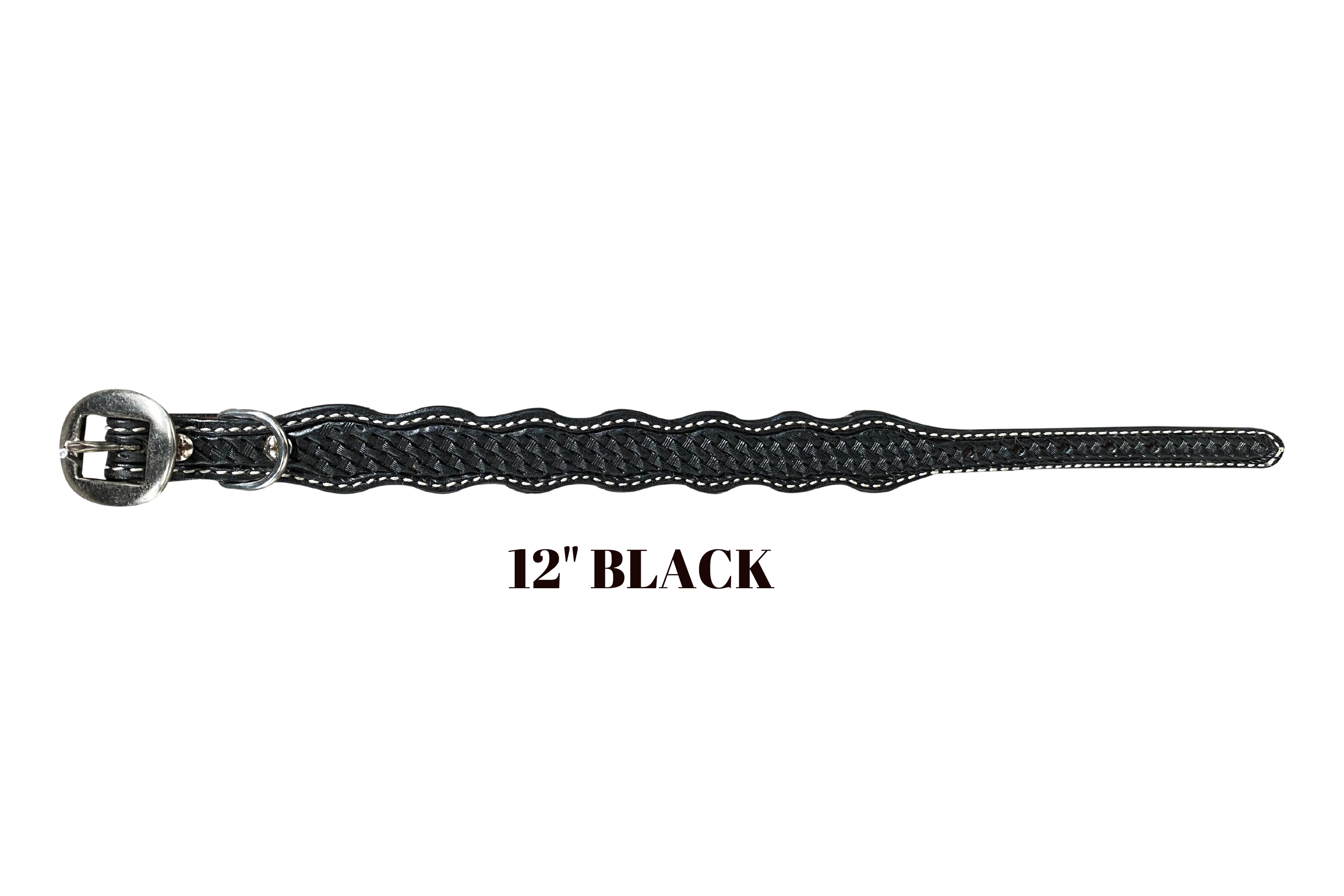 Black Basketweave Dog Collar 12" - RODEO DRIVE