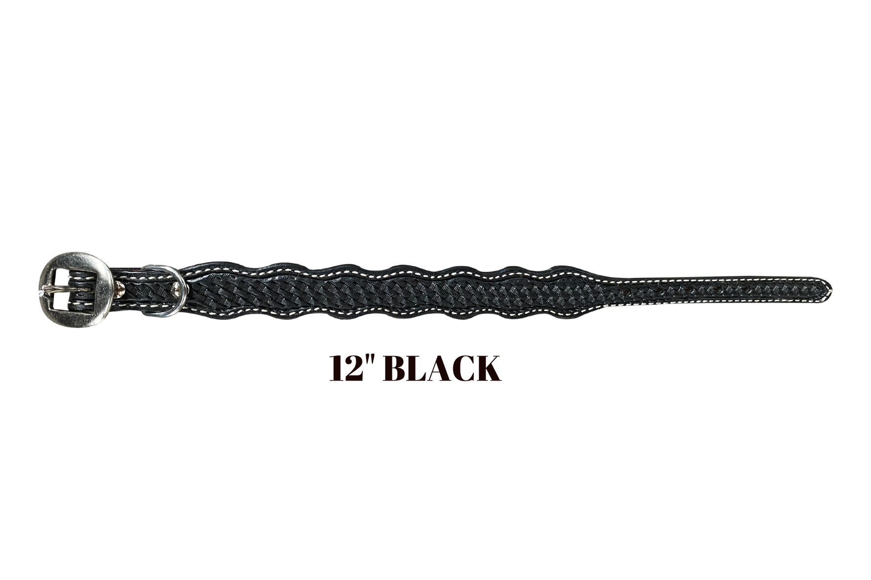 Black Basketweave Dog Collar 12" - RODEO DRIVE