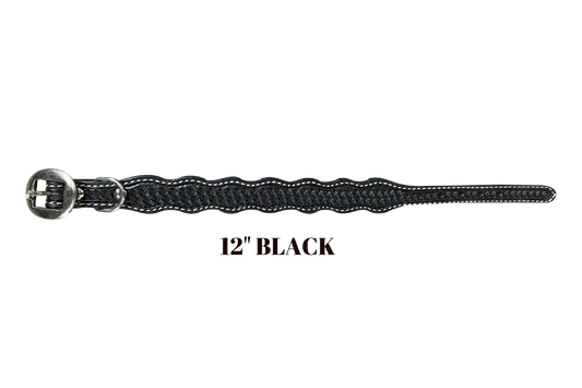 Black Basketweave Dog Collar 12" - RODEO DRIVE