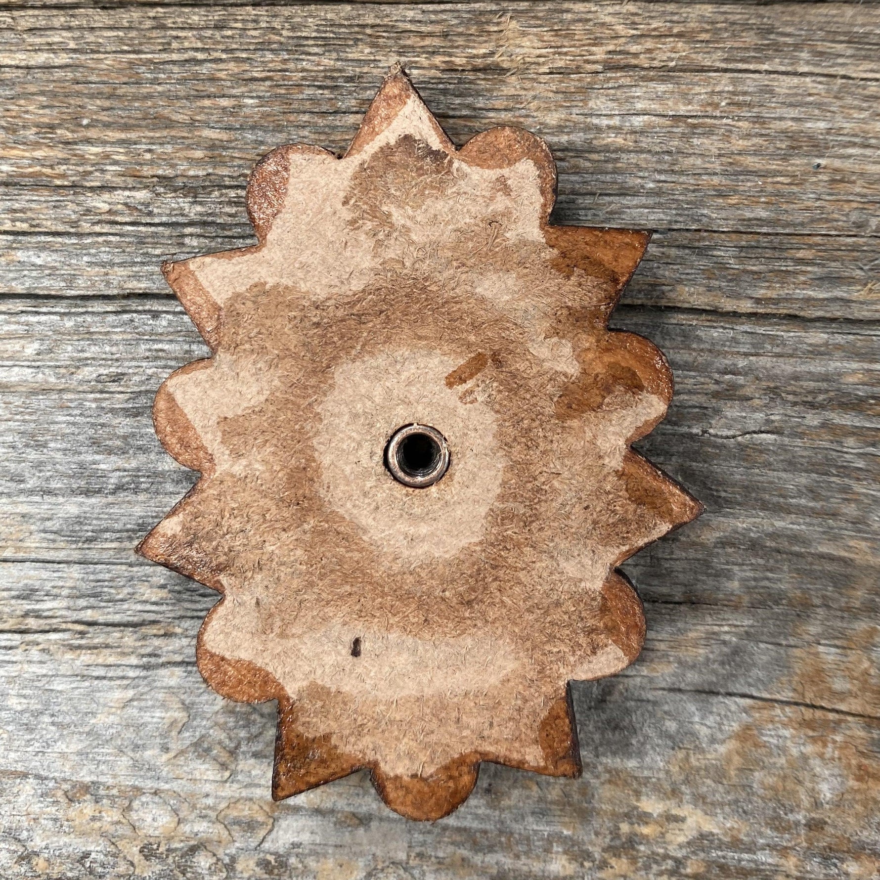 Leather Rosette Starburst - White Cabochon Western Concho R110CABWT - RODEO DRIVE