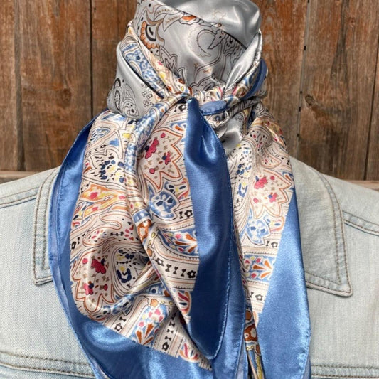 35X35" Blue Floral Wild Rag/Scarf WR3419 - RODEO DRIVE