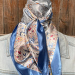 35X35" Blue Floral Wild Rag/Scarf WR3419 - RODEO DRIVE
