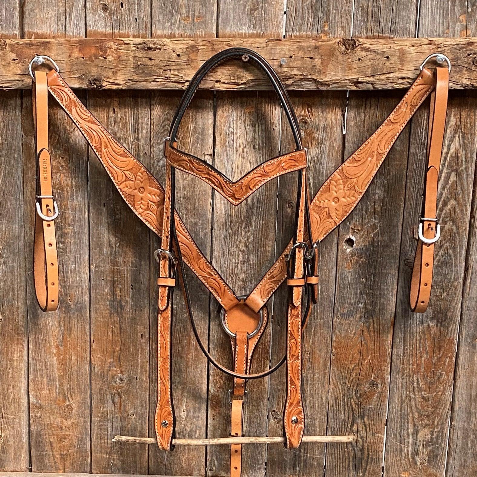 Floral Tooled Light Oil Tack Set - RODEO DRIVE