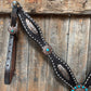Dark Oil Buckstitch Copper and Turquoise Browband / One Ear / Breastcollar Buckstitch #BBBC400 - RODEO DRIVE