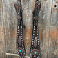 Dark Oil Buckstitch Copper and Turquoise Browband / One Ear / Breastcollar Buckstitch #BBBC400 - RODEO DRIVE
