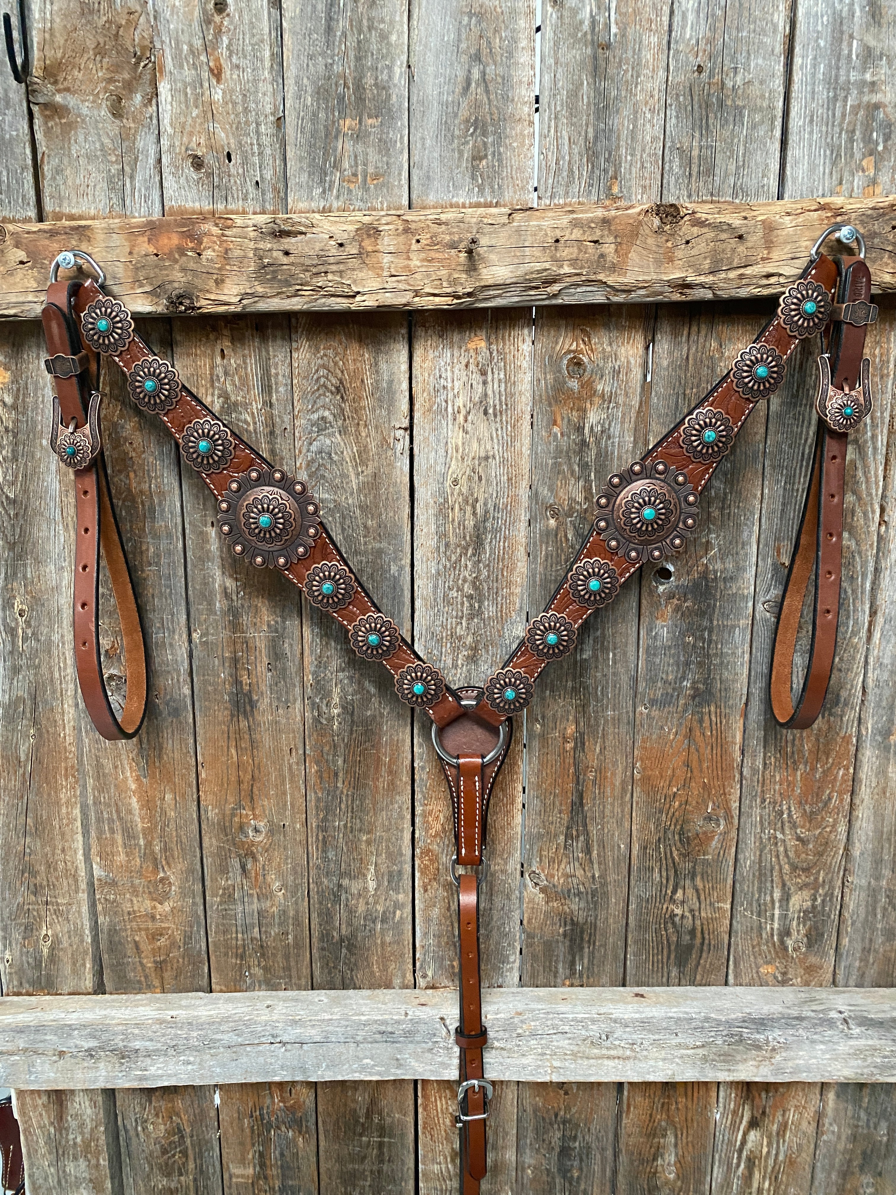 Medium Oil Copper Turquoise Browband Tack Set #BBBC468 - RODEO DRIVE