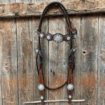 Medium Oil Floral Scalloped Clear Browband / One Ear / Breastcollar Buckstitch #BBBC485 - RODEO DRIVE
