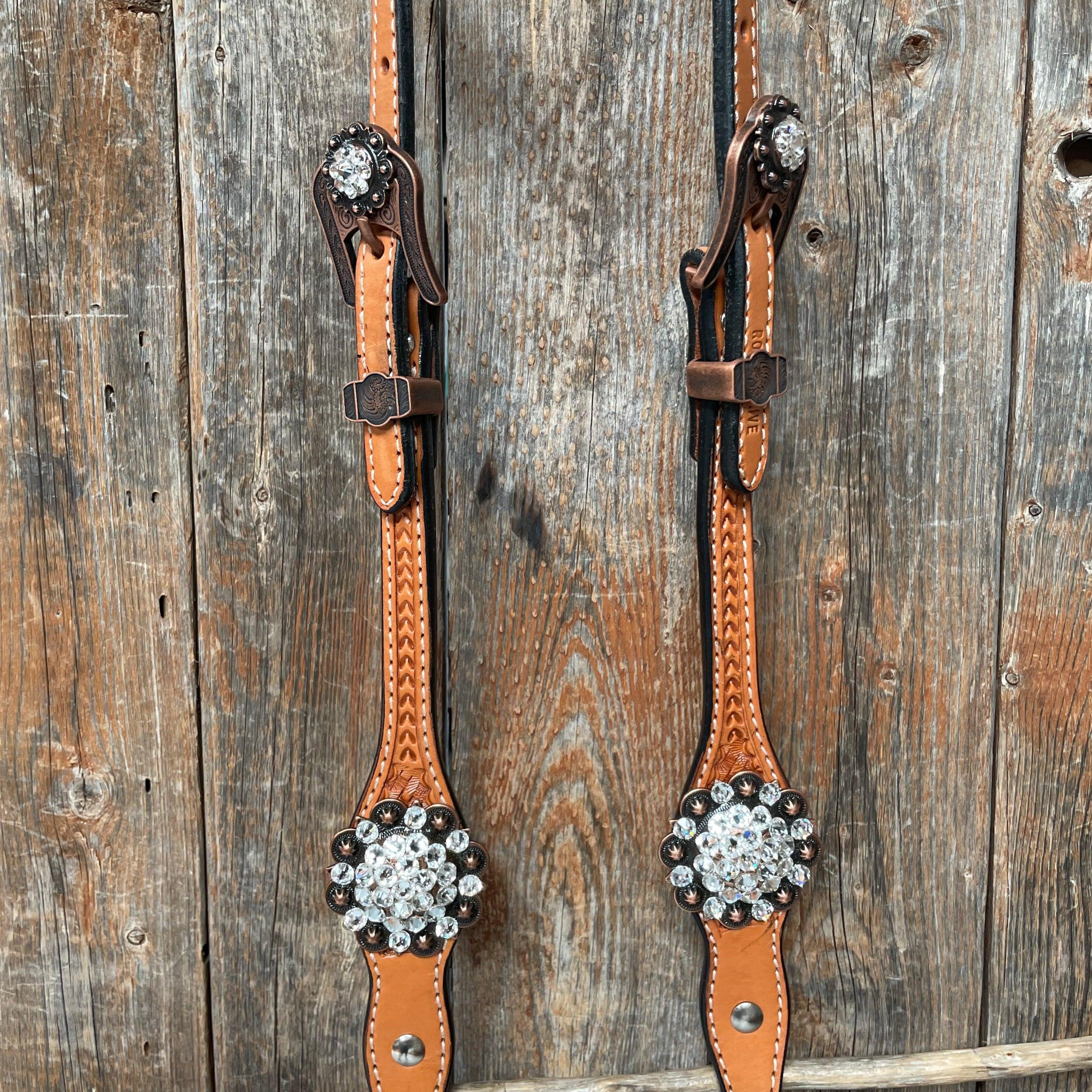 Light Oil Basketweave Clear Browband/One Ear Tack Set #BBBC497 - RODEO DRIVE