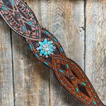 Hand Painted Two Tone Clear/Turquoise Browband / One Ear / Breastcollar #BBBC507 - RODEO DRIVE
