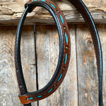 Hand Painted Two Tone Clear/Turquoise Browband / One Ear / Breastcollar #BBBC507 - RODEO DRIVE