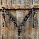 Dark Oil Floral Copper Dot Antique Silver and Turquoise Browband / Breastcollar #BBBC535 - RODEO DRIVE