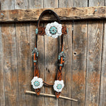 Zebra Turquoise and White Browband / Breastcollar #BBBC536 - RODEO DRIVE