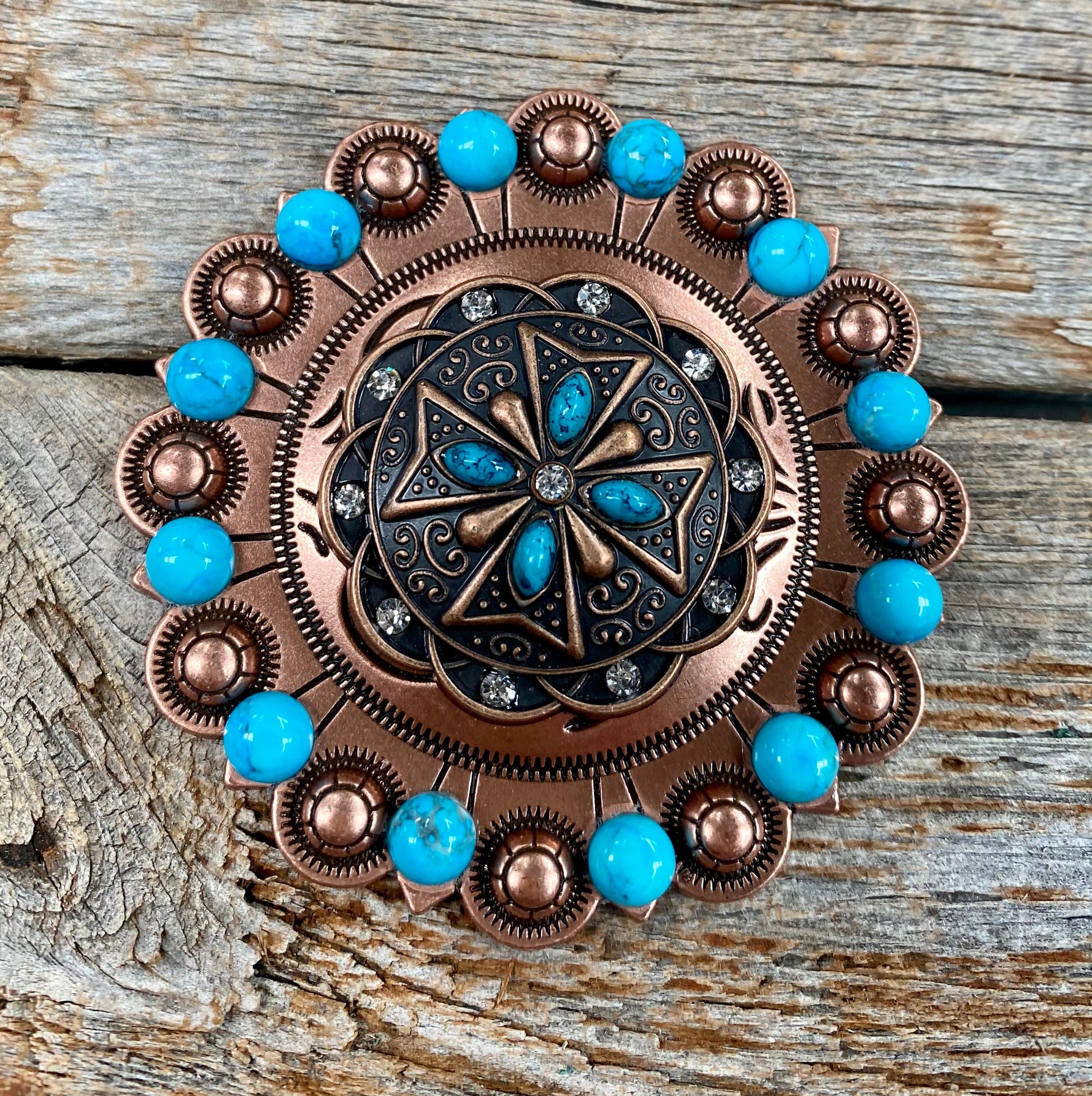 Copper Turquoise & Crystal Berry Jacket #BJW138L - RODEO DRIVE
