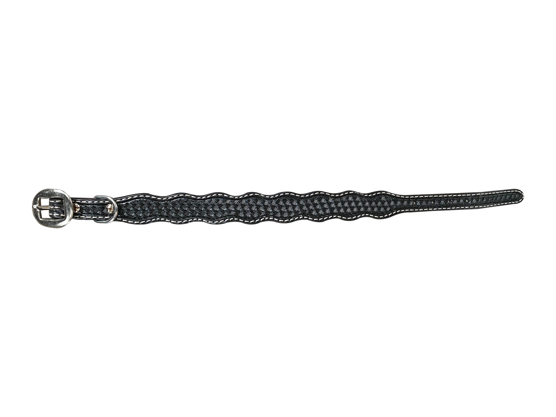 Black Basketweave Dog Collar 14" - RODEO DRIVE