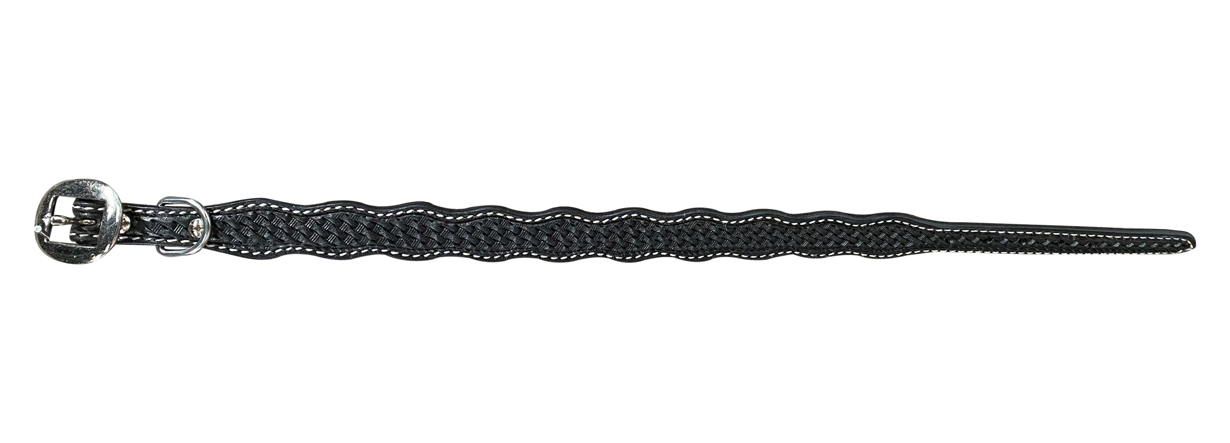 Black Basketweave Dog Collar 16" - RODEO DRIVE