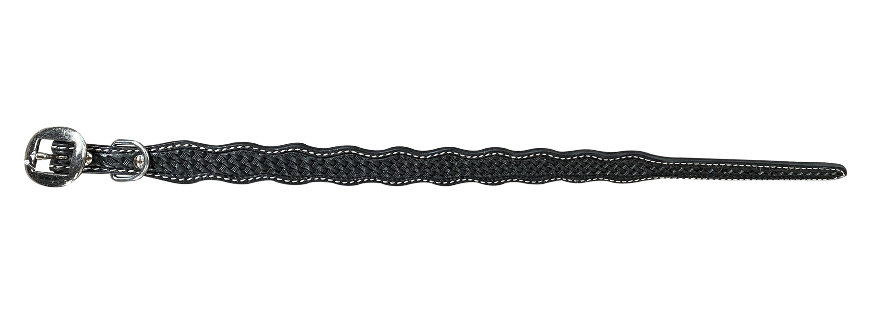 Black Basketweave Dog Collar 16" - RODEO DRIVE