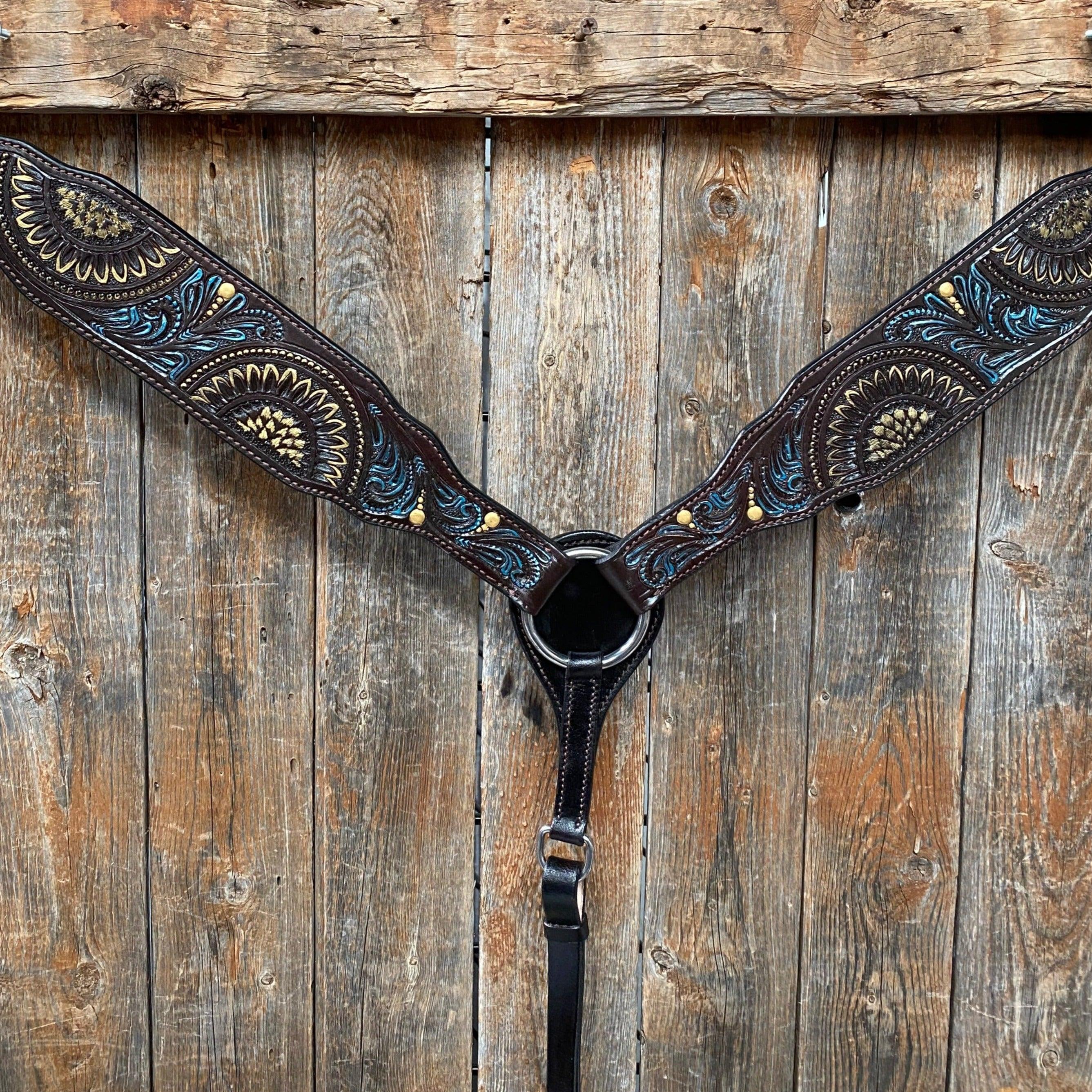 Dark Oil Floral Hand Painted Breastcollar #FK108 - RODEO DRIVE