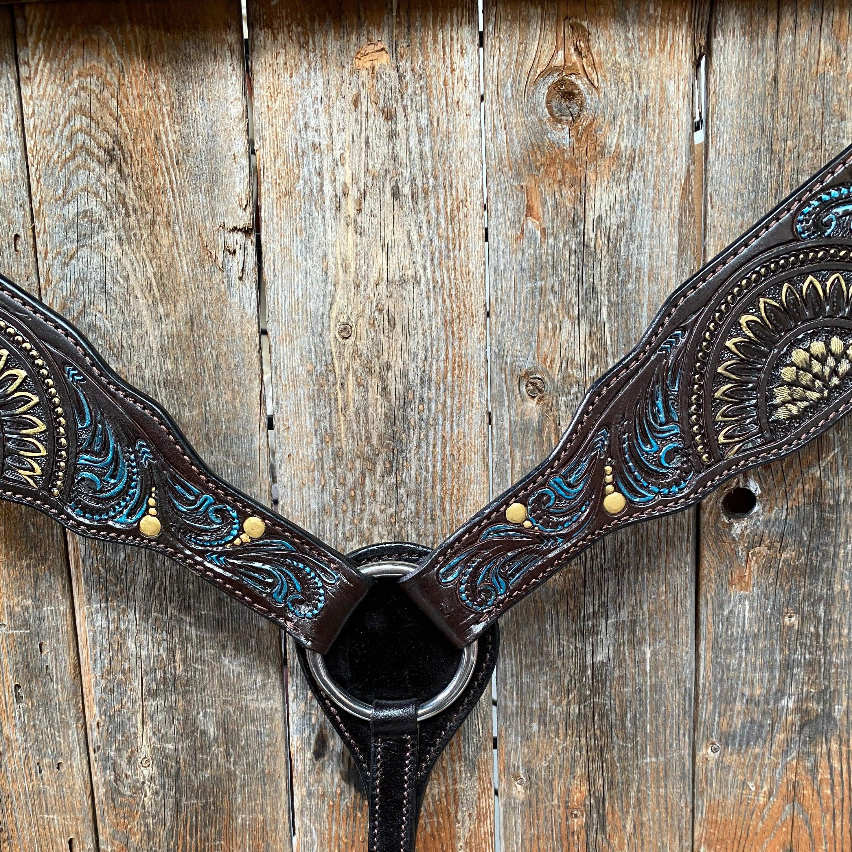 Dark Oil Floral Hand Painted Breastcollar #FK108 - RODEO DRIVE