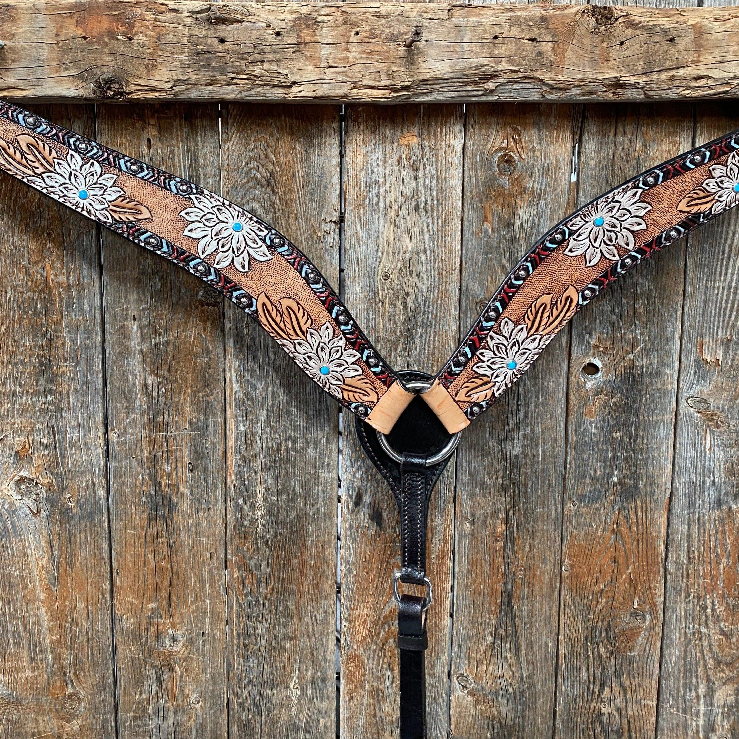 Two Tone Hand Painted Flower Breastcollar #FK121 - RODEO DRIVE