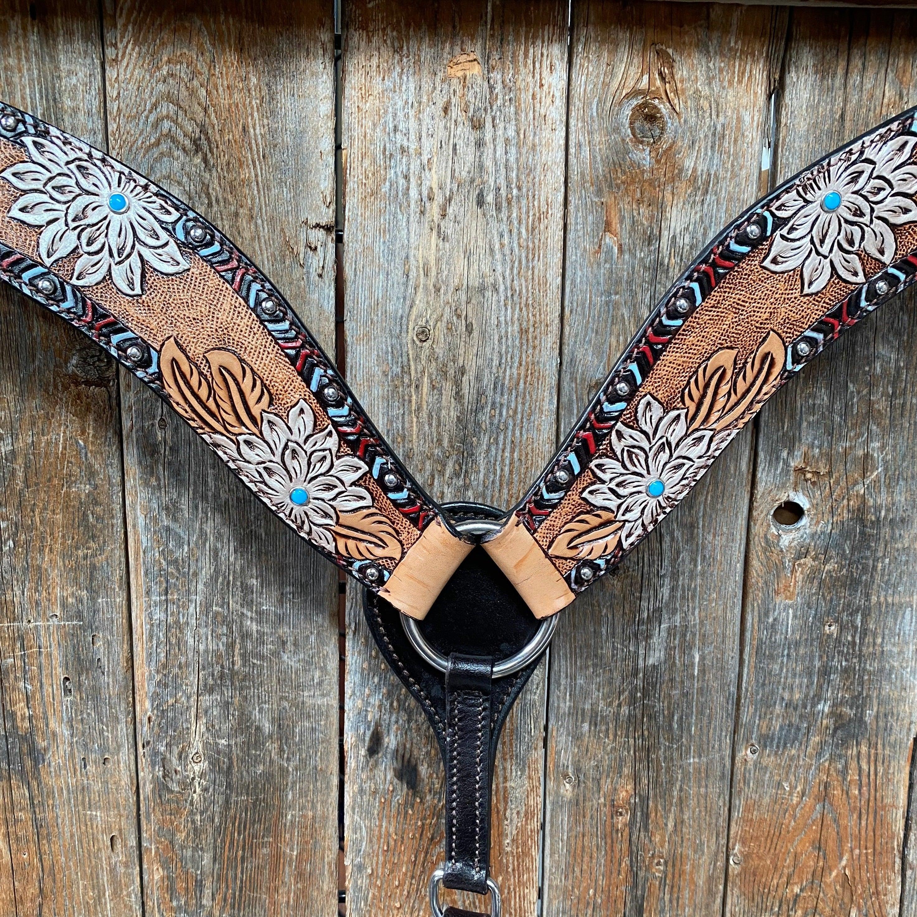 Two Tone Hand Painted Flower Breastcollar #FK121 - RODEO DRIVE