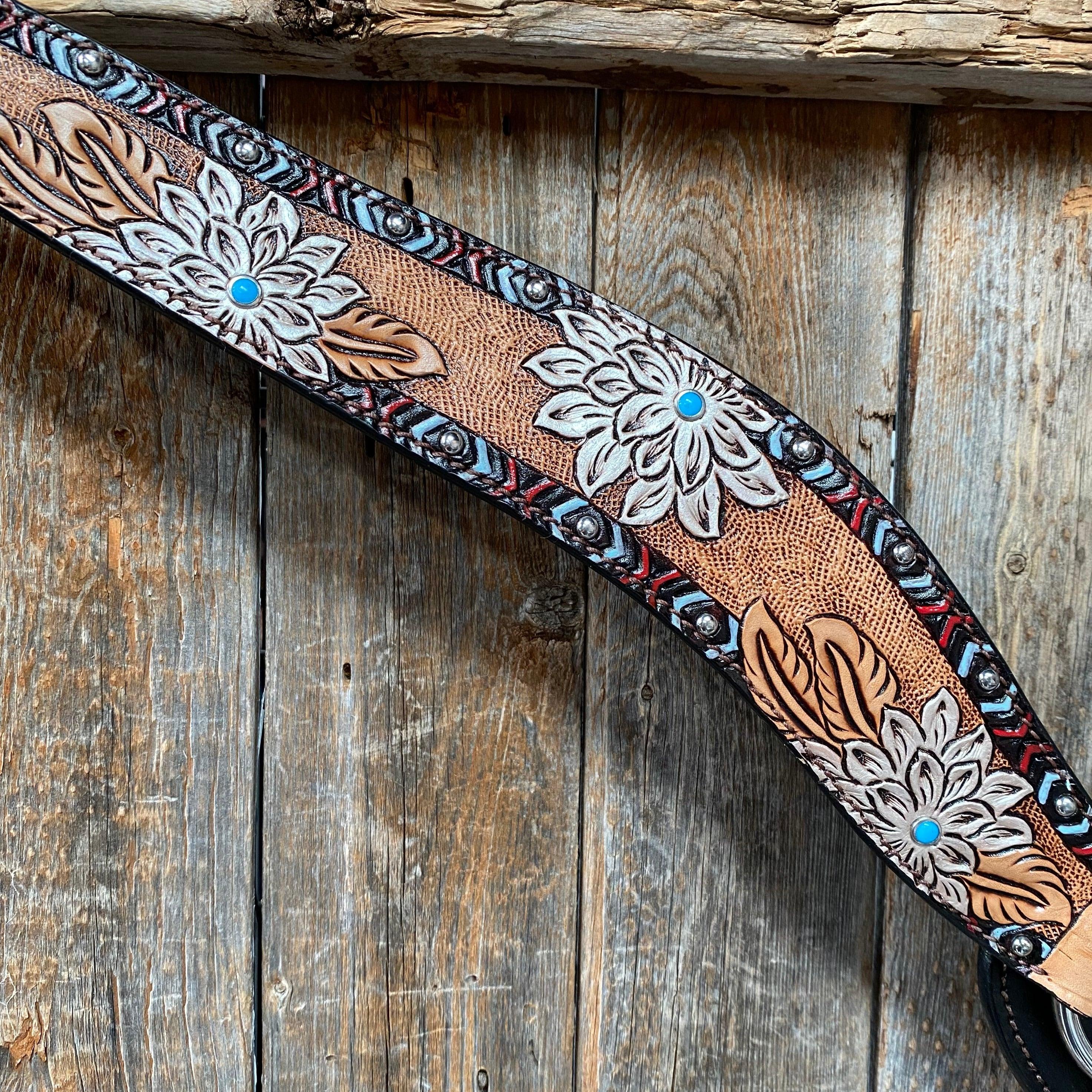 Two Tone Hand Painted Flower Breastcollar #FK121 - RODEO DRIVE