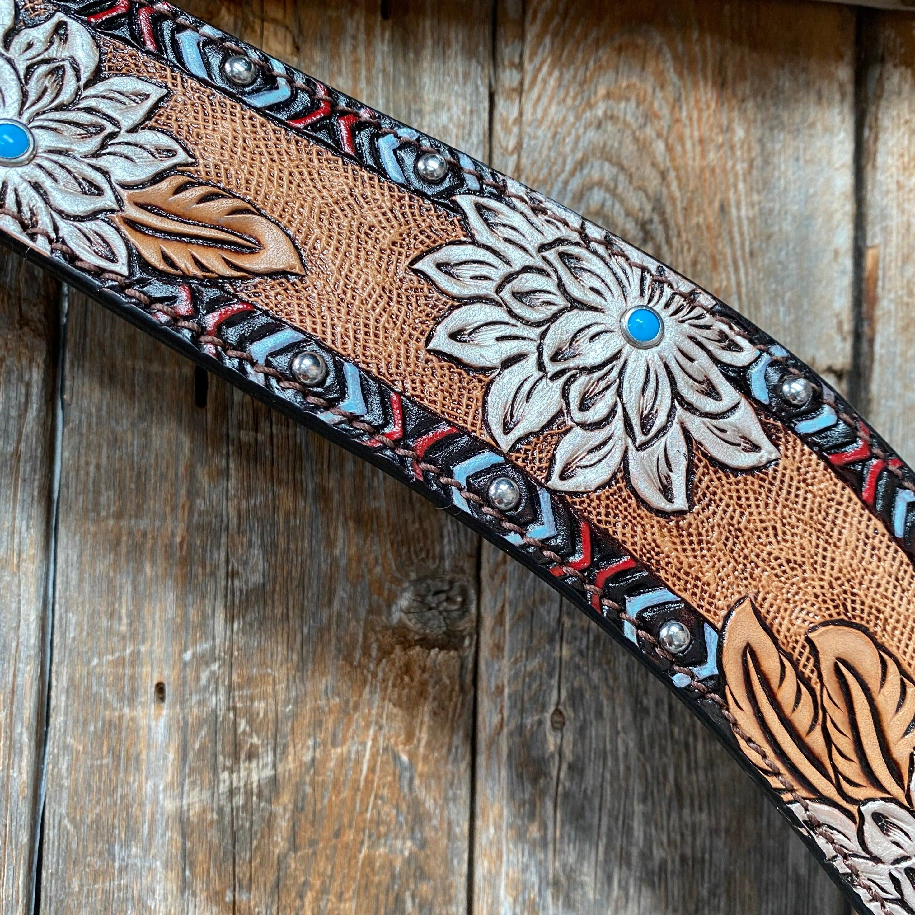 Two Tone Hand Painted Flower Breastcollar #FK121 - RODEO DRIVE