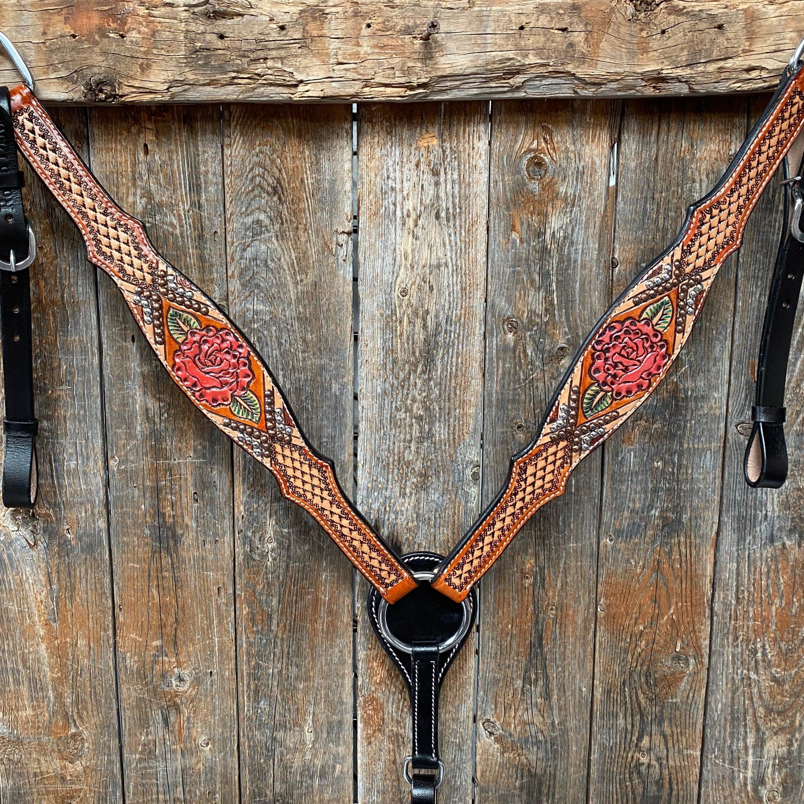 Light Oil Hand Painted Rose Breastcollar #FK125 - RODEO DRIVE