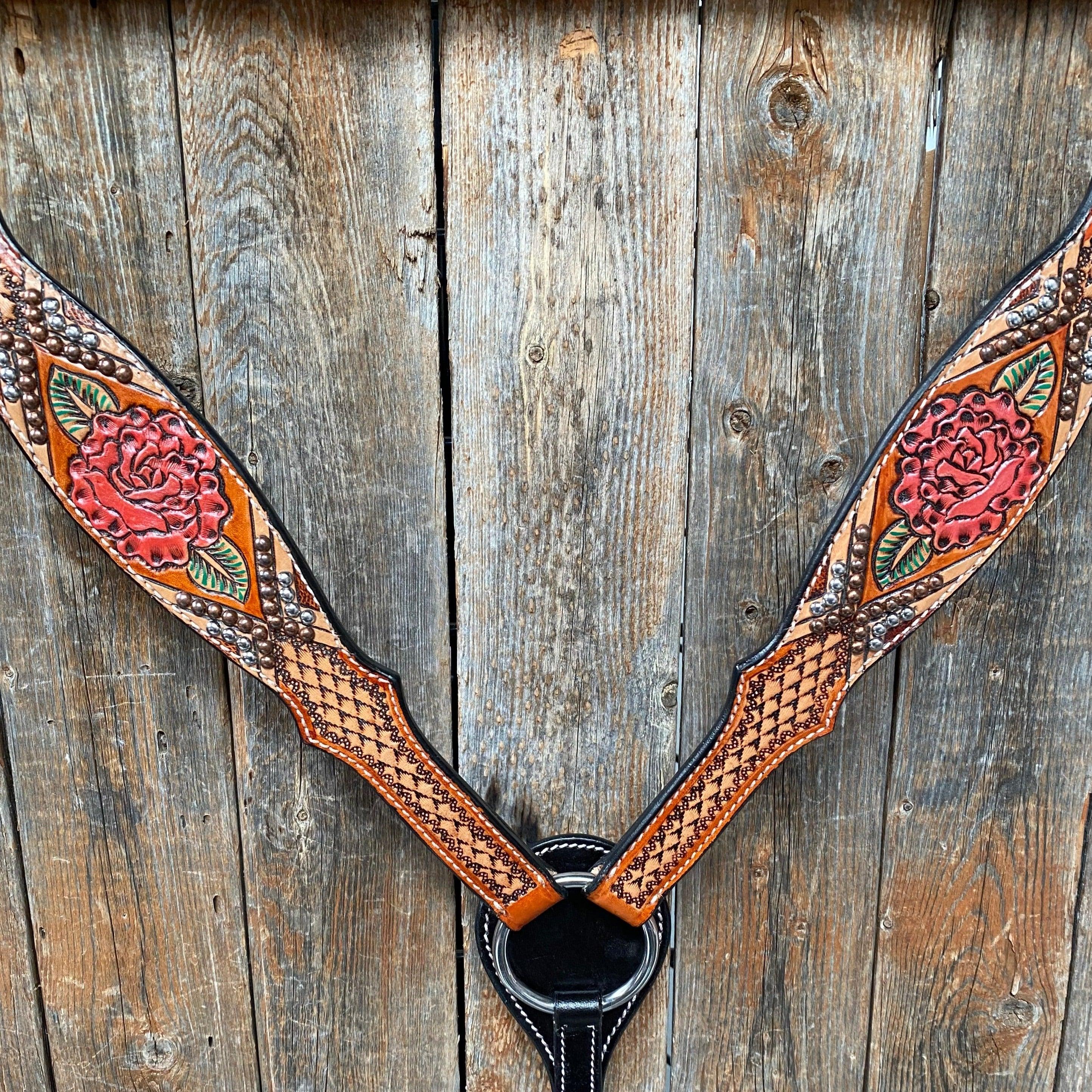 Light Oil Hand Painted Rose Breastcollar #FK125 - RODEO DRIVE