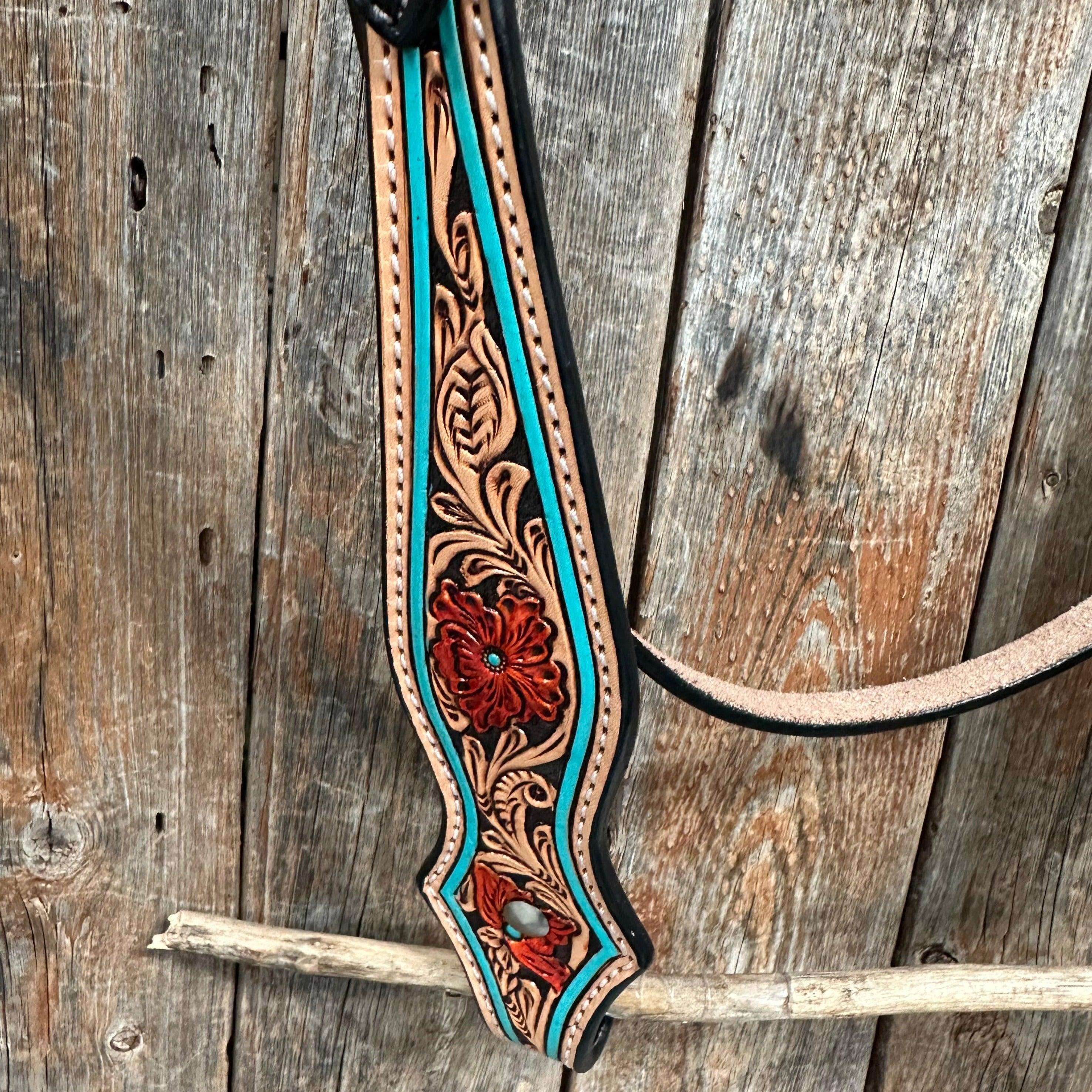 Turquoise and Rust Triangle Headstall/Breastcollar Set - RODEO DRIVE