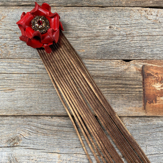 Leather Red Rose with Copper Fringe - RODEO DRIVE