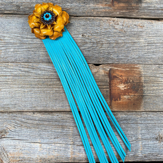 Leather Yellow Gardenia with Turquoise Fringe - RODEO DRIVE