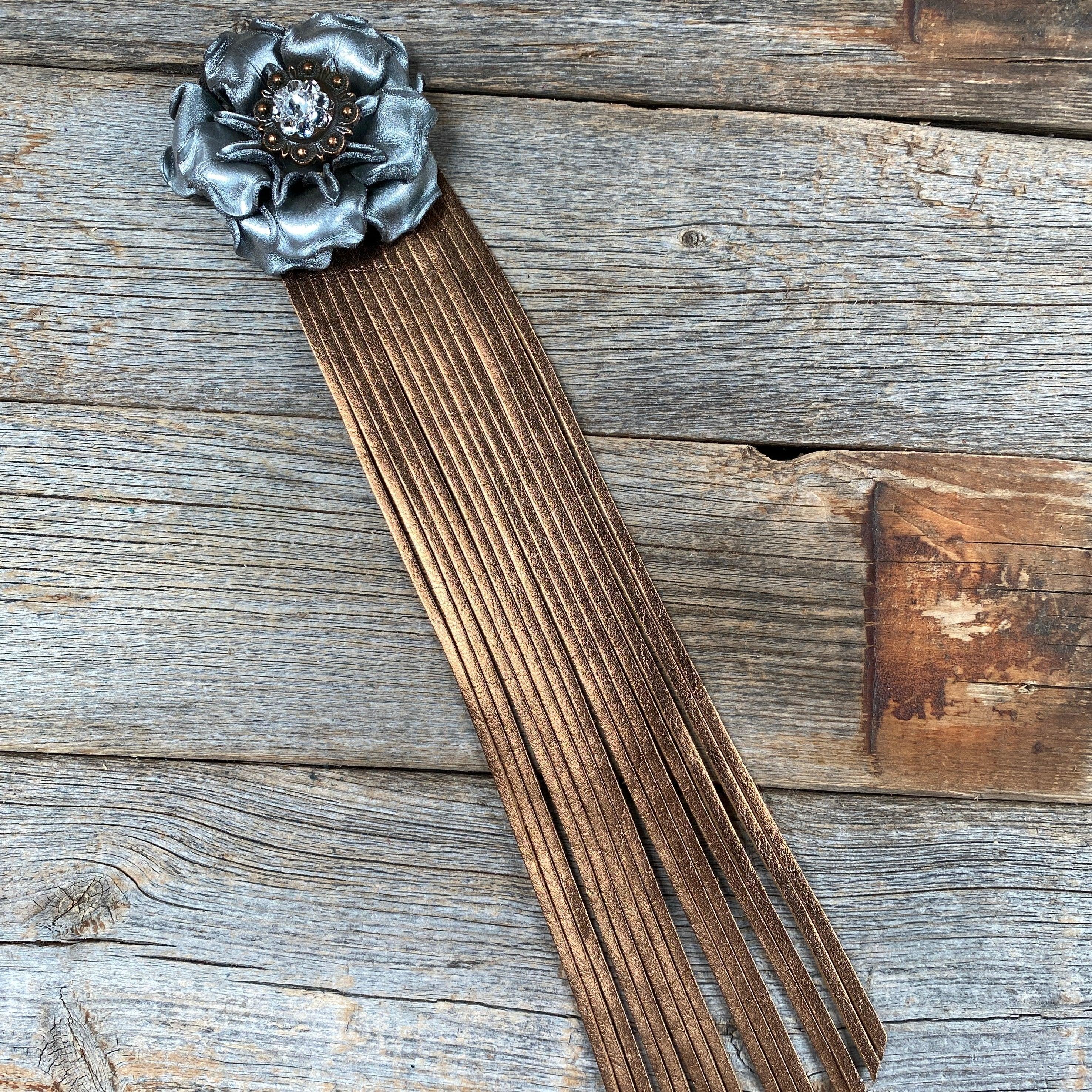 Leather Silver Gardenia with Copper Fringe - RODEO DRIVE