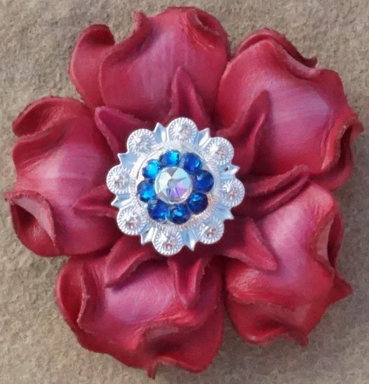 Pink Gardenia Flower With Bright Silver Capri and AB 1" Concho - RODEO DRIVE