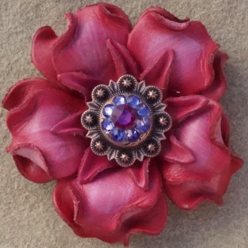 Pink Gardenia Flower With Copper Fuchsia & Lilac 1" Concho - RODEO DRIVE