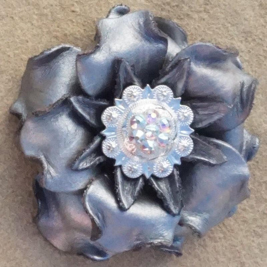 Silver Gardenia Flower With Bright Silver AB 1" Concho - RODEO DRIVE
