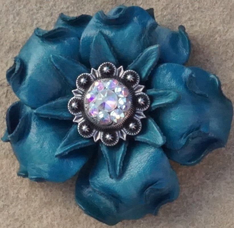 Turquoise Gardenia Flower With Antique Silver AB 1
