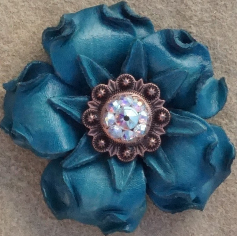 Turquoise Gardenia Flower With Copper AB 1