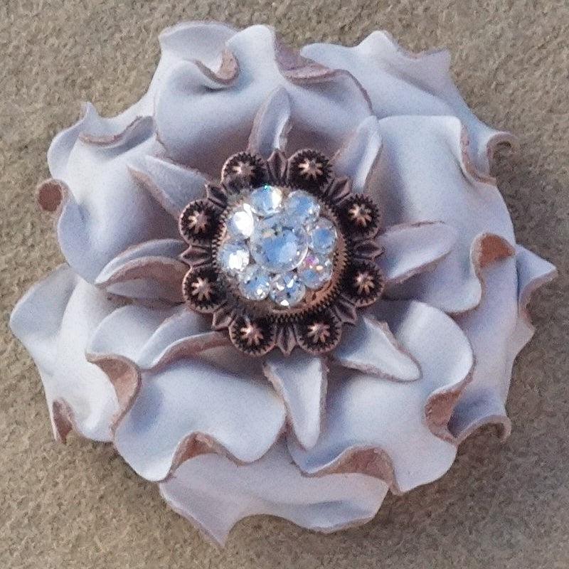 White Gardenia Flower With Copper Clear 1" Concho - RODEO DRIVE