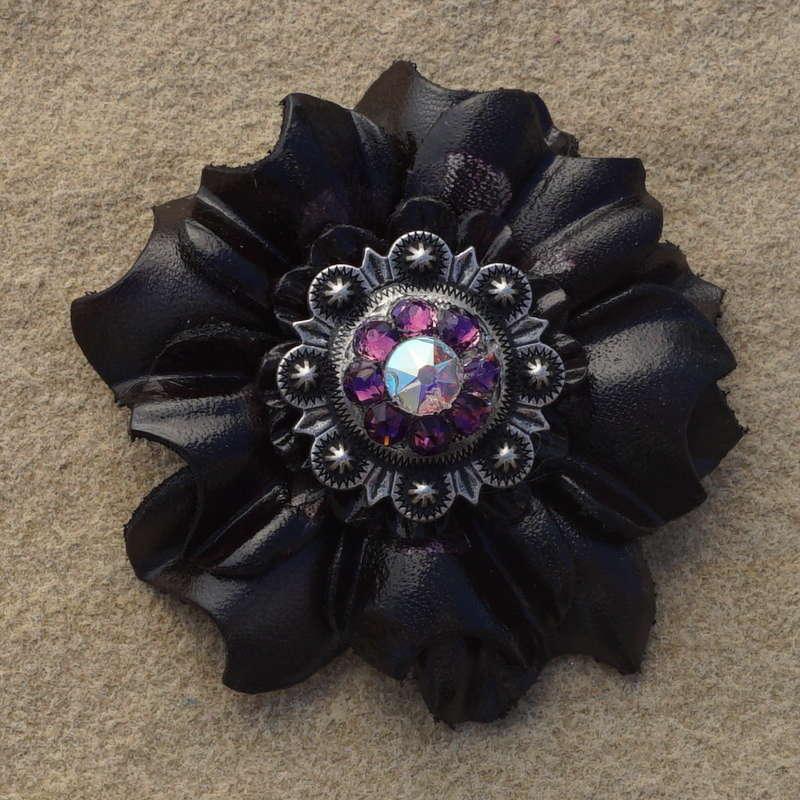 Black Carnation Flower With Antique Silver Amethyst and AB 1