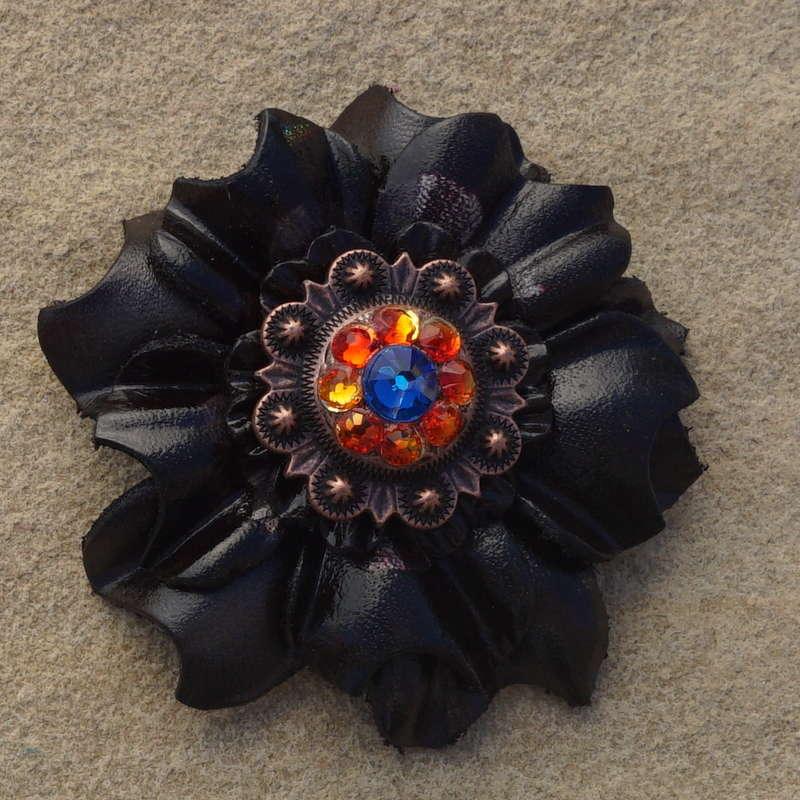 Black Carnation Flower With Copper Capri and Fire Opal 1