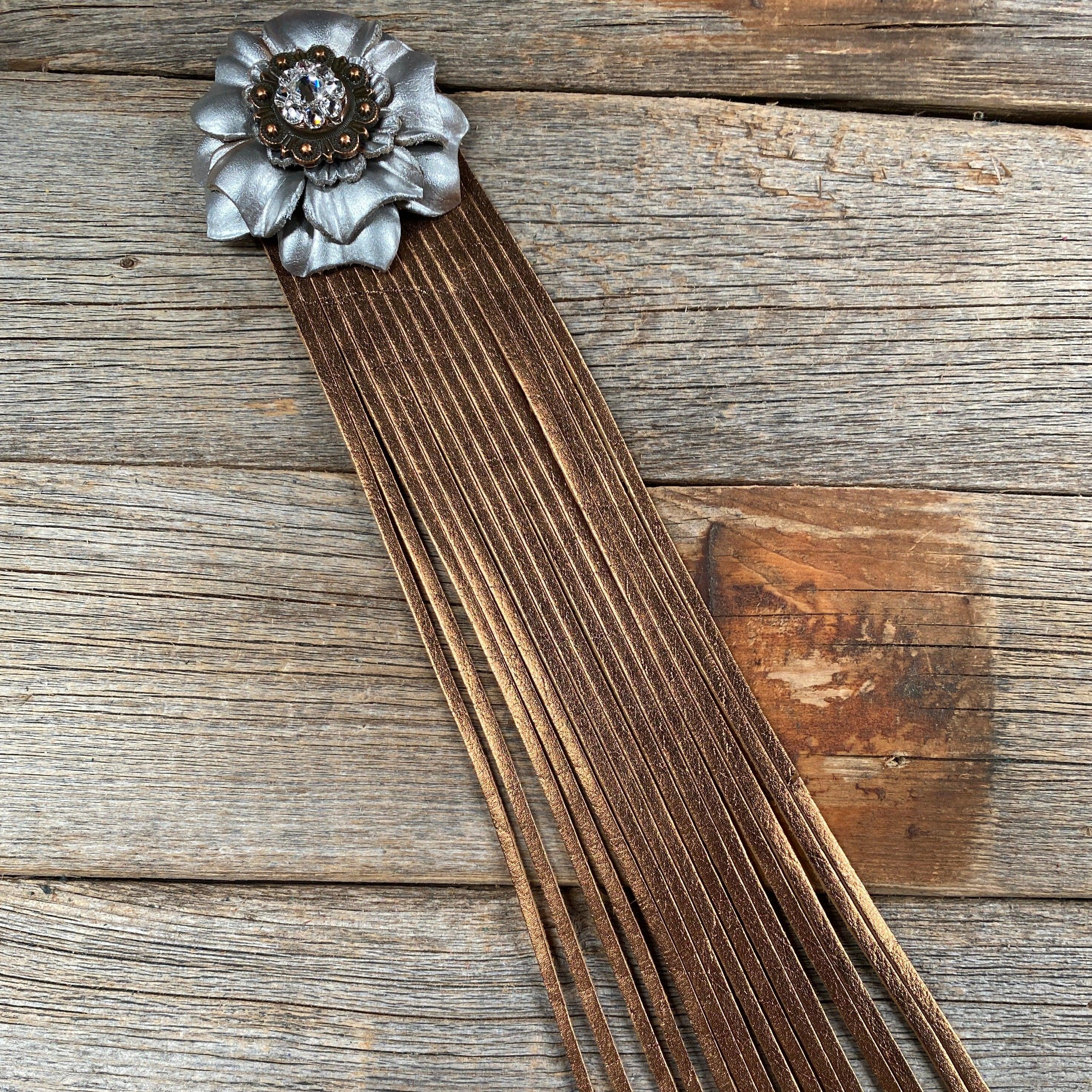 Leather Silver Carnation with Copper Fringe - RODEO DRIVE