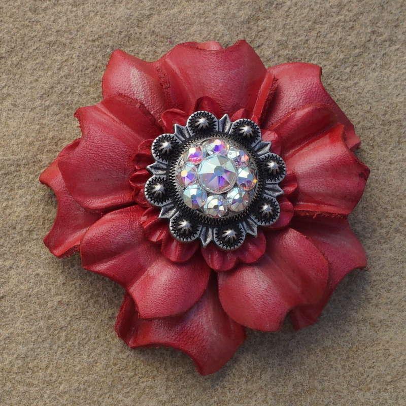 Pink Carnation Flower With Antique Silver AB 1" Concho - RODEO DRIVE