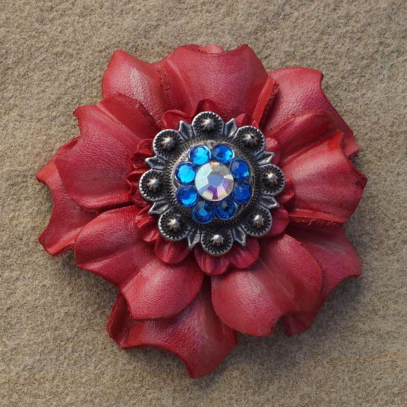 Pink Carnation Flower With Antique Silver Capri and AB 1" Concho - RODEO DRIVE