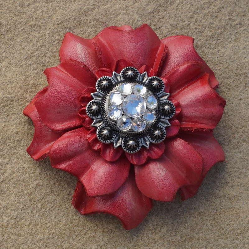 Pink Carnation Flower With Antique Silver Clear 1" Concho - RODEO DRIVE